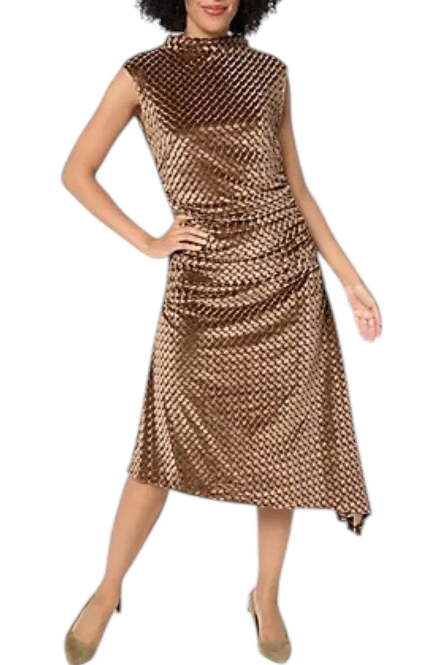 Destination 365 Women's Velvet Mock Neck Midi Dress Copper - Petite